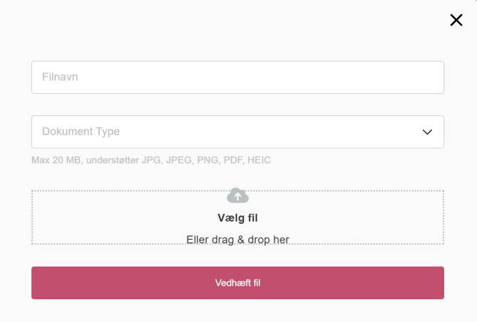 Upload dokument-side